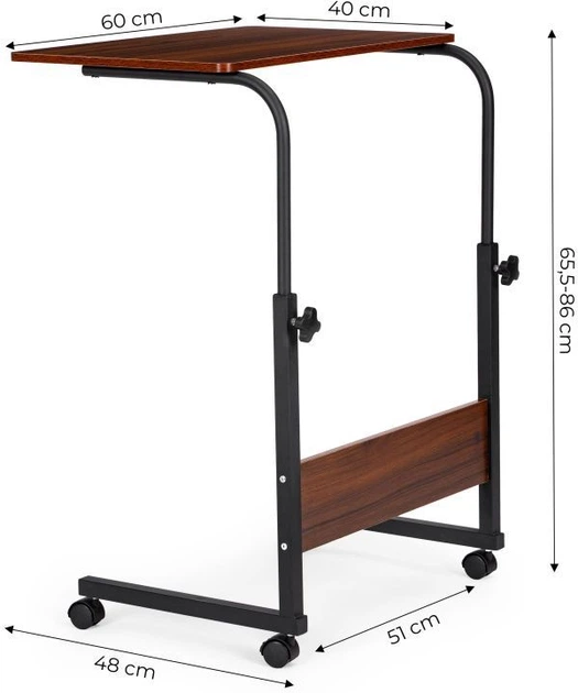 Столик для ноутбука ModernHome by Multistore з коліщатками Темно-коричневий (PJJCT0135-60D) - зображення 11