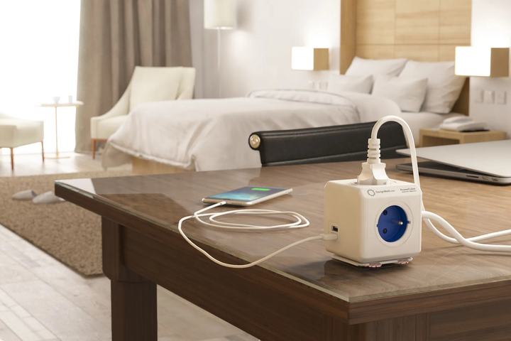 Rozgałęźnik sieciowy Allocacoc PowerCube Extended 2x USB, 4x type E (FR) 1.5 m Blue (2402BL/FREUPC) - obraz 3