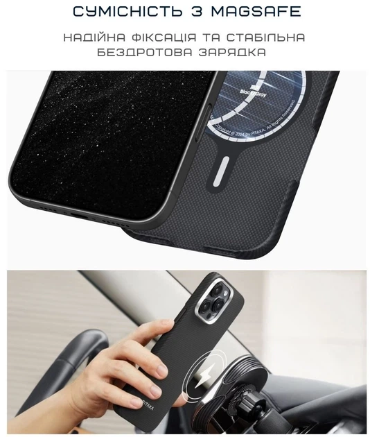 Чехол для смартфона Pitaka Ultra-Slim Case Classic Twill 600D для Apple iPhone 16 Pro Black/Grey (KI1601PA) - изображение 6