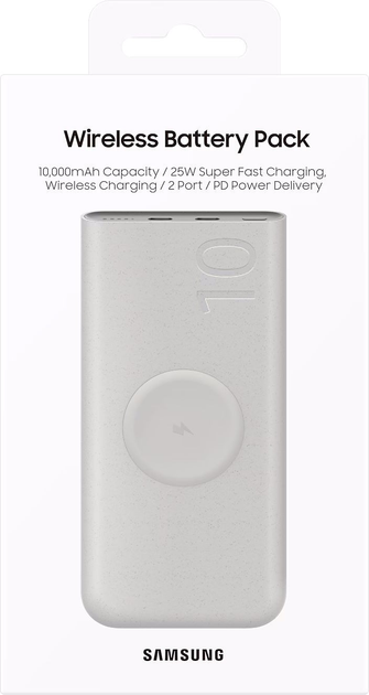 УМБ Samsung 10000mAh Wireless Battery Pack U2510 Beige (EB-U2510XUEGEU) (RA7X30A2MQXHAB) - Уцінка - зображення 7