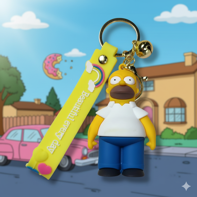 Брелок Гомер Симпсон Homer Simpson фигурка игрушка для ключей, рюкзака, сумки 6.5см - Фото 1 Брелок Гомер Симпсон Homer Simpson фигурка игрушка для ключей, рюкзака, сумки 6.5см - изображение 1