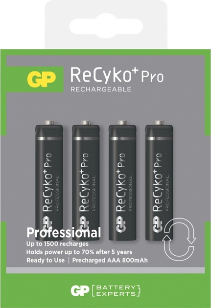 Акумулятор GP ReCyko Pro AAA (HR6) 1.2V 800 mAh 4 шт (GP85AAAHCBE-2GBE4) - зображення 1