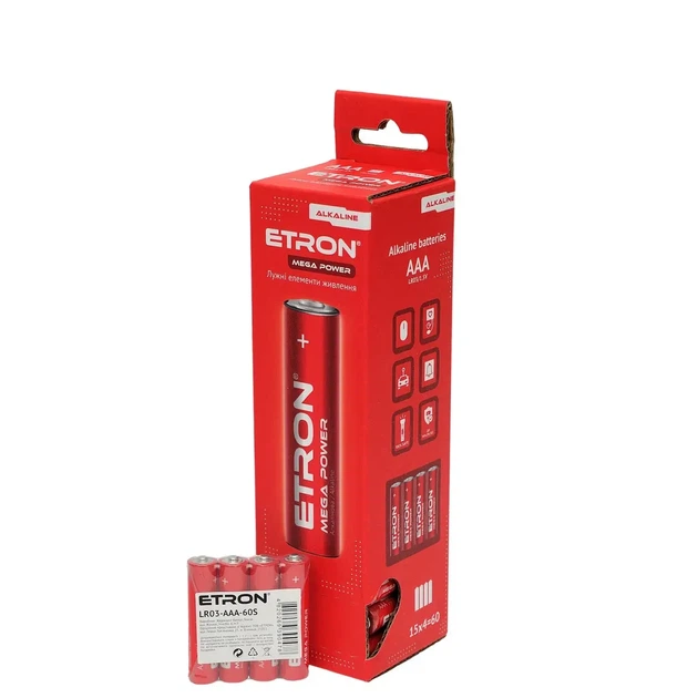 Батарейки щелочные ETRON Mega Power 60 шт тубус ААА LR03 (AАA-60S) - Фото 1 Батарейки щелочные ETRON Mega Power 60 шт тубус ААА LR03 (AАA-60S) - изображение 1
