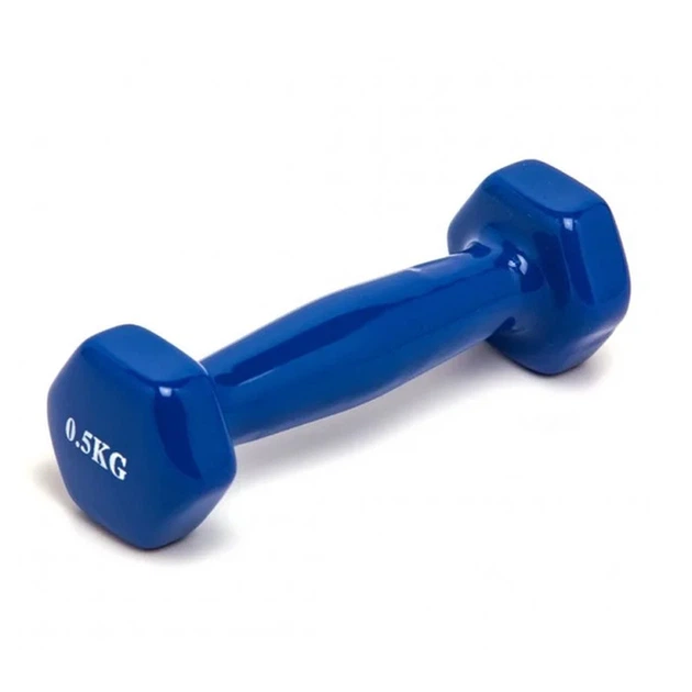 Гантель металлическая с виниловым покрытием 0.5 кг 2 шт Feel Fit Синий - изображение 4
