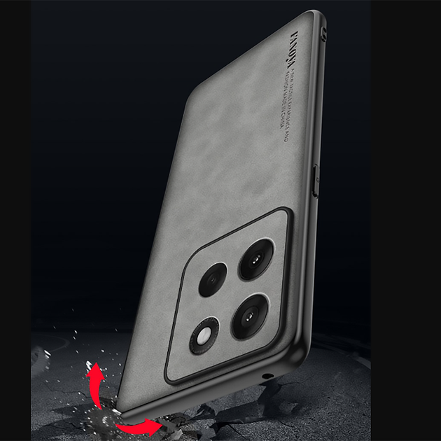 Кожаный чехол - накладка Fanoya для Motorola Moto G86 gray - Фото 2 Кожаный чехол - накладка Fanoya для Motorola Moto G86 gray - изображение 2