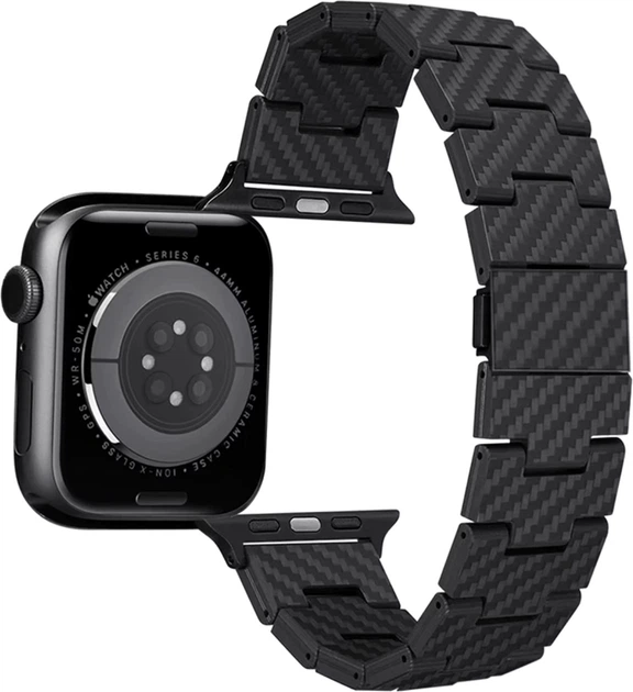Ремінець Pitaka Carbon Fiber Watch Band Retro для Apple Watch 49/45/44mm Black/Grey (AWB2311) - Фото 4 Ремінець Pitaka Carbon Fiber Watch Band Retro для Apple Watch 49/45/44mm Black/Grey (AWB2311) - зображення 4