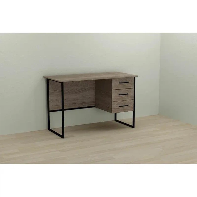Компьютерный стол Ferrum-decor Гарри Дуб трюфель 16 мм, металл черный, 120x70х75 см - изображение 3
