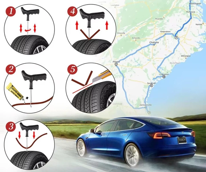 Подставки под домкрат и подъемник для Tesla 3/Y/S/X с ремкоплектом для шин - изображение 7