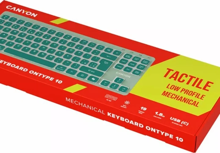 Клавиатура проводная Canyon OnType 10 TKL Low Profile USB Green (CNS-HKB10GR) - изображение 5