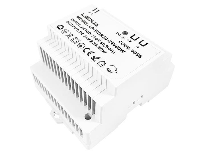 Блок питания на DIN-рейку LEDUA 24V 60W 2.5А IP20 (LP-WDR20-24V60W) - Фото 1 Блок питания на DIN-рейку LEDUA 24V 60W 2.5А IP20 (LP-WDR20-24V60W) - изображение 1