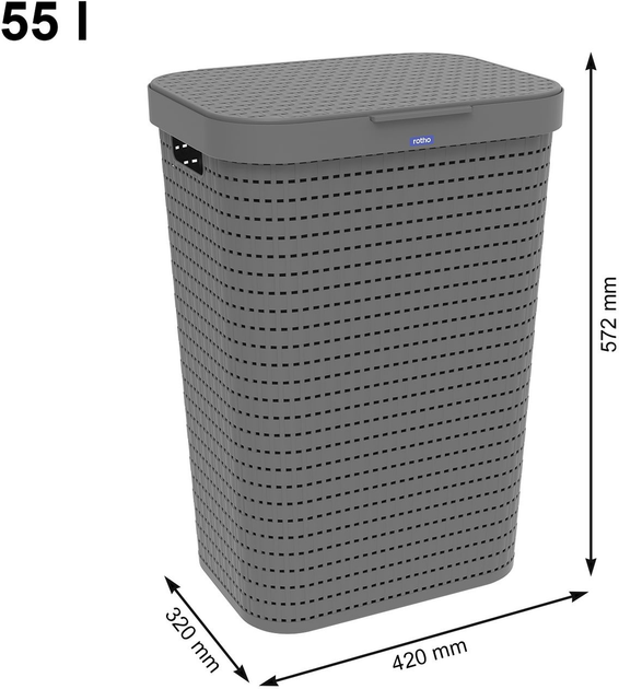 Kosz na pranie Rotho Country 55 l Antracyt (1032708853WS) - obraz 5