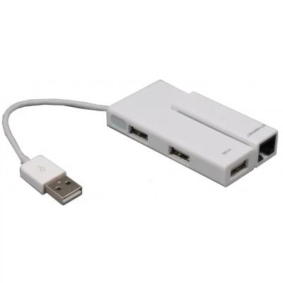 Сетевой адаптер Viewcon VE450W; 3х портовый USB 2.0 концентратор с Ethernet адаптером, белый - Фото 1 Сетевой адаптер Viewcon VE450W; 3х портовый USB 2.0 концентратор с Ethernet адаптером, белый - изображение 1