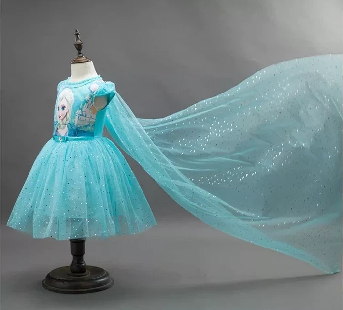 Дитяча карнавальна сукня Ельза Frozen Крижане серце 100 см зі шлейфом бірюзове - зображення 2