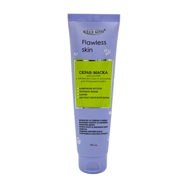 Скраб-маска для лица Владиком Flawless Skin с черным углем и каолином для проблемной кожи (4820268160300) TM - изображение 2