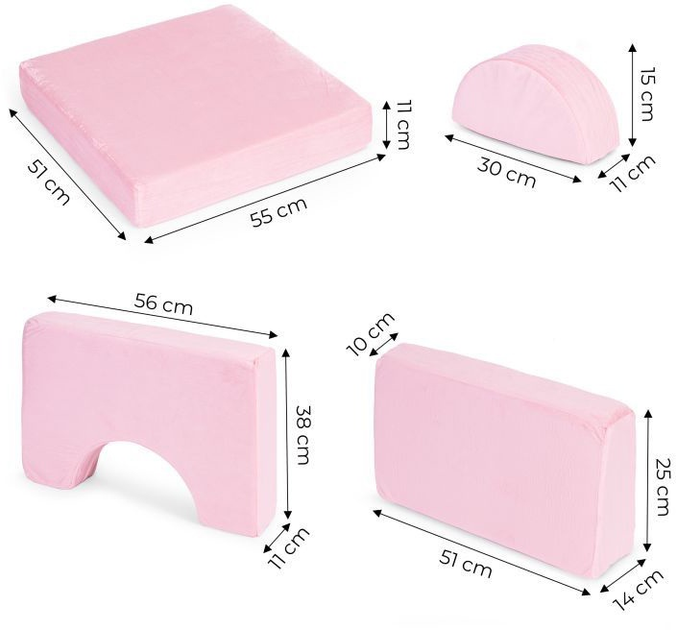 Fotel modułowy EcoToys dla dzieci DIY 8 miękkich poduch Rożowy (5905817003679) - obraz 8