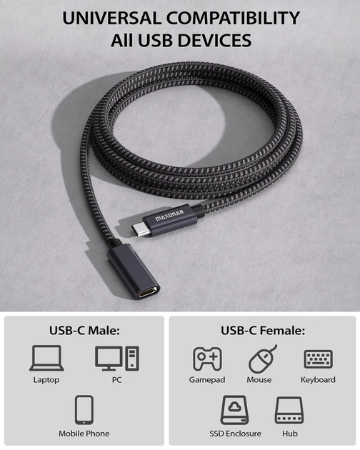 Кабель-удлинитель USB C 3M Maxonar USB 3.2 (5 Гбит/с) Type C - Фото 4 Кабель-удлинитель USB C 3M Maxonar USB 3.2 (5 Гбит/с) Type C - изображение 4