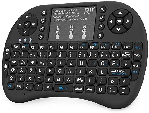 Мини-беспроводная клавиатура Rii Mini i8+ Black с подсветкой и сенсорной панелью Multitouch - Фото 1 Мини-беспроводная клавиатура Rii Mini i8+ Black с подсветкой и сенсорной панелью Multitouch - изображение 1