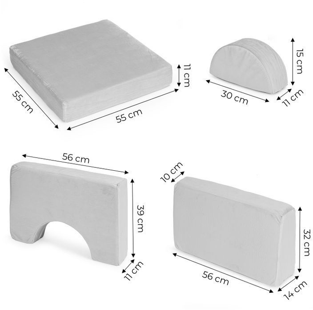 Sofa modułowa EcoToys dla dzieci duża 2-osobowa DIY 10 miękkich poduch Szara (5905817003709) - obraz 8