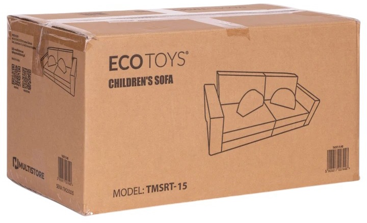 Sofa modułowa EcoToys dla dzieci duża 2-osobowa DIY 10 miękkich poduch Szara (5905817003709) - obraz 9