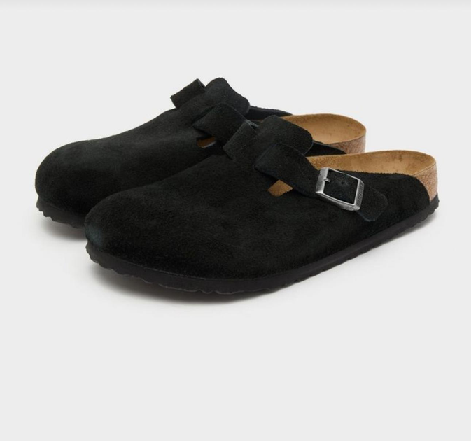 Замшевые мужские сабо /клоги Birkenstock Boston Soft Footbed