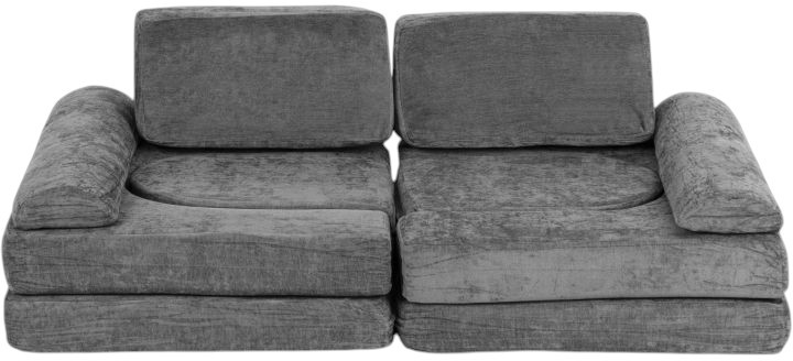 Sofa modułowa EcoToys dla dzieci duża 2-osobowa DIY 10 miękkich poduch tkanina szenilowa Szara (5905817007530) - obraz 2