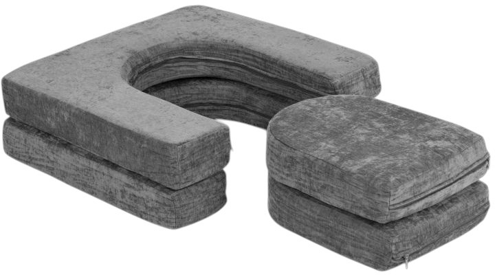 Sofa modułowa EcoToys dla dzieci duża 2-osobowa DIY 10 miękkich poduch tkanina szenilowa Szara (5905817007530) - obraz 6