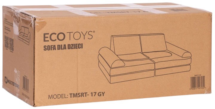 Sofa modułowa EcoToys dla dzieci duża 2-osobowa DIY 10 miękkich poduch tkanina szenilowa Szara (5905817007530) - obraz 10