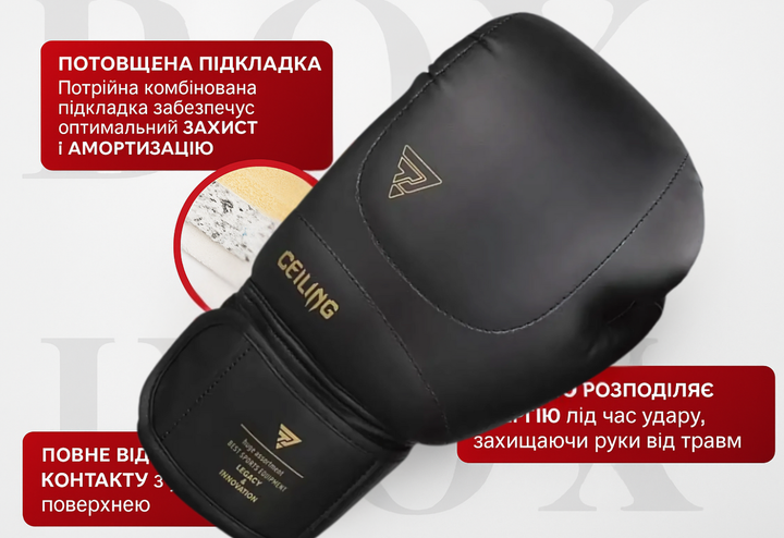 Боксерские перчатки ZTTY Ceiling чёрные (8 унций) для тренировок и спаррингов - Фото 4 Боксерские перчатки ZTTY Ceiling чёрные (8 унций) для тренировок и спаррингов - изображение 4