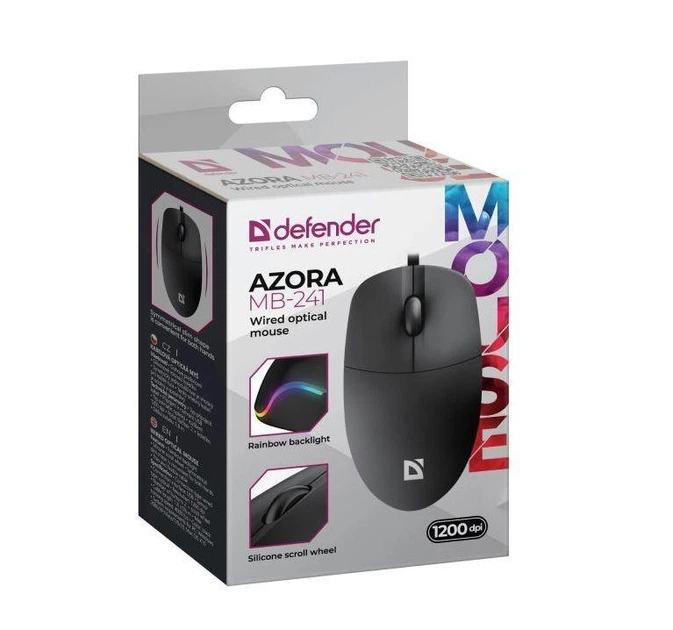 Компьютерная мышка Defender Azora MB-241 LED-подсветка USB Black - изображение 5