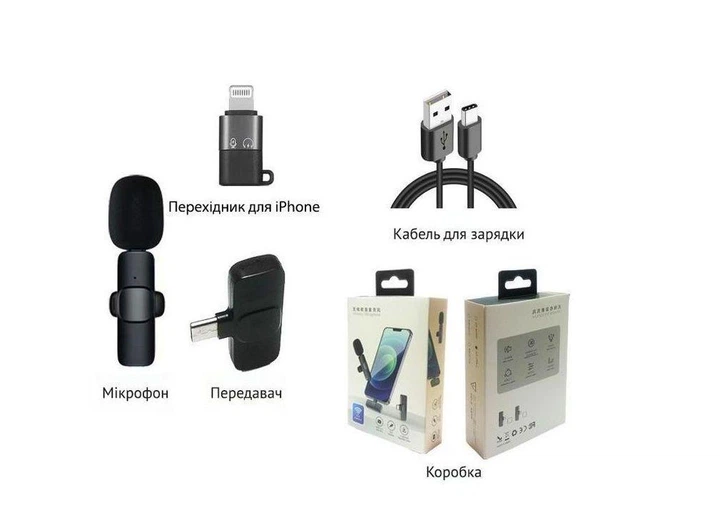 Микрофон-петличка XoKo K9 с адаптером Lightning-Type-C Черный - изображение 5