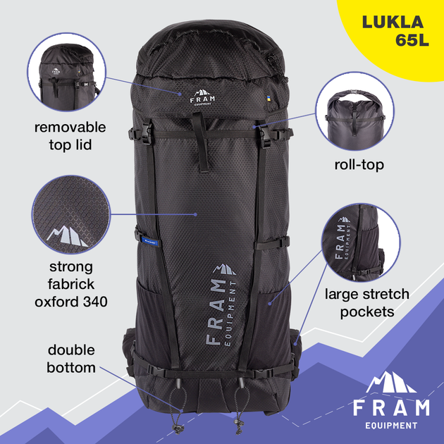Рюкзак Lukla 65L, Черный, L - Фото 7 Рюкзак Lukla 65L, Черный, L - изображение 7