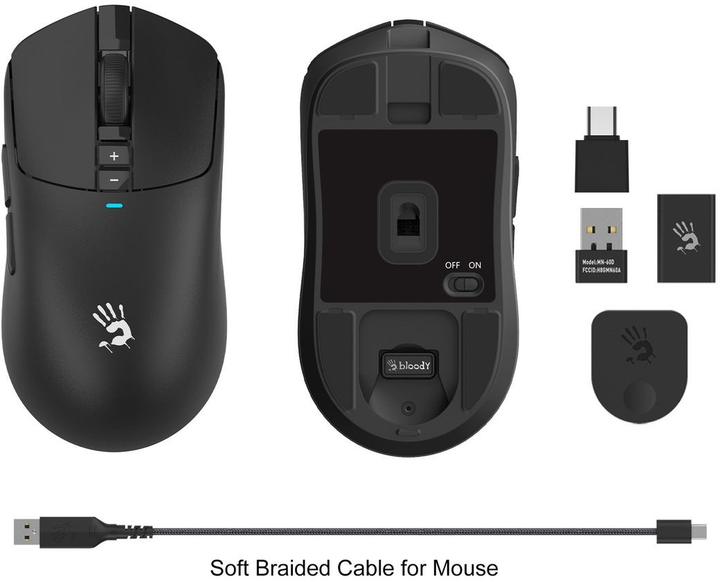 Mysz A4Tech Bloody R72 Ultra Wireless/USB Black (A4TMYS47697) - obraz 9