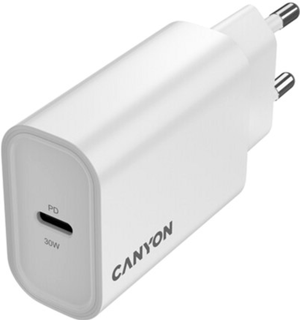 Мережевий зарядний пристрій Canyon OnCharge 30CL 1xPD Type-C 30W White (CNE-CHA30CLW) - зображення 4