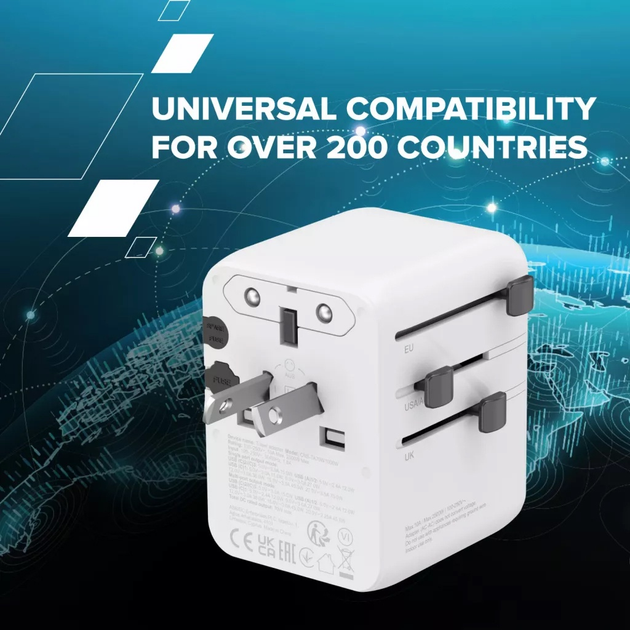 Мережевий зарядний пристрій Canyon OnTour 70 Travel Adapter EU/UK/US/AUS 70W White (CNS-TA70W1006W) - зображення 6