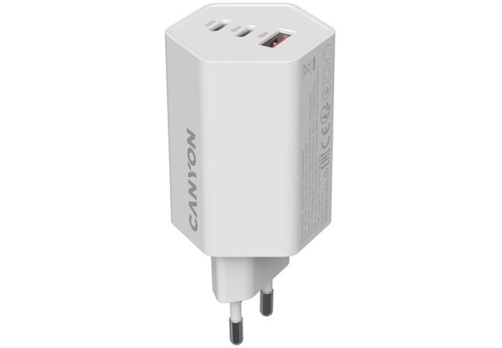Зарядний пристрій Canyon Hexagon 65 GaN 65W 2xPD 1xQC EU White (CND-CHAHEX65W) - зображення 3
