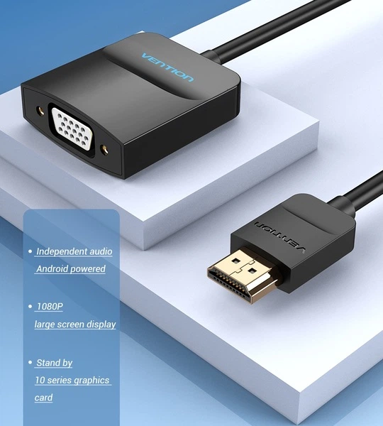 Переходник Vention HDMI-VGA, 0.2 m (ACFBB / 42154) - Фото 2 Переходник Vention HDMI-VGA, 0.2 m (ACFBB / 42154) - изображение 2