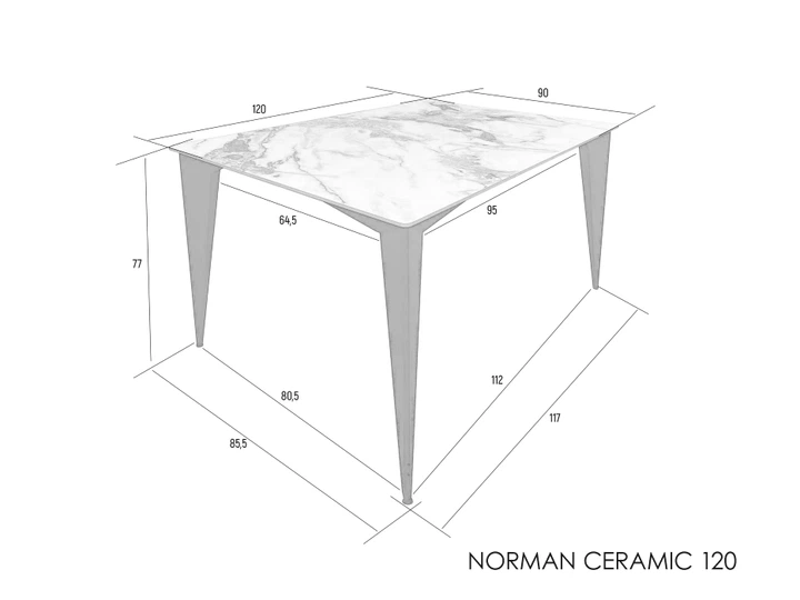 Стіл NORMAN CERAMIC 120*90 gold Phoenix глянець / Чорний каркас Intarsio - зображення 2