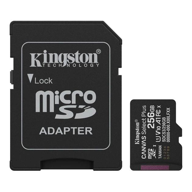 Карта пам'яті Kingston microSD 256GB C10 UHS-I A1 V10 R150MB/s + SD - Фото 1 Карта пам'яті Kingston microSD 256GB C10 UHS-I A1 V10 R150MB/s + SD - зображення 1