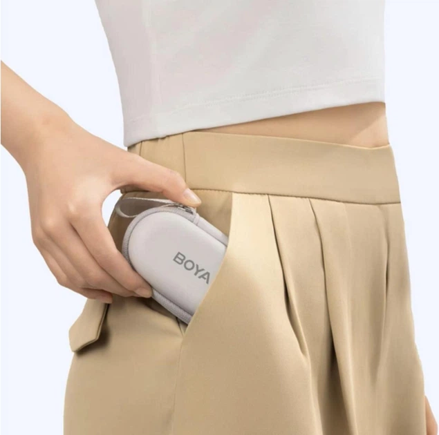 Петличный микрофон BOYA Omic U с зарядным кейсом и 2 адаптерами USB-C и Lightning, Белый (5257202) - изображение 6