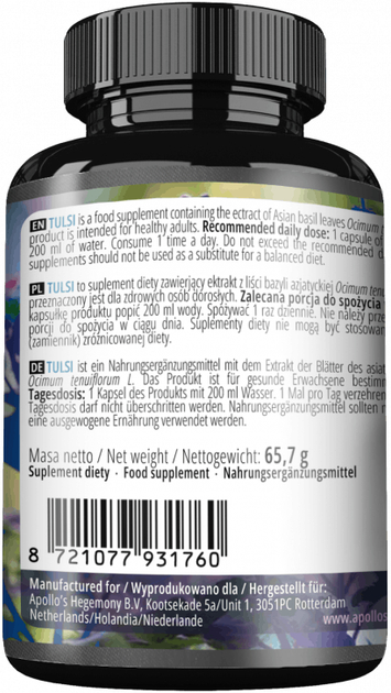 Suplement diety Apollo's Hegemony Tulsi 90 kapsułek (8721077931760) - obraz 2