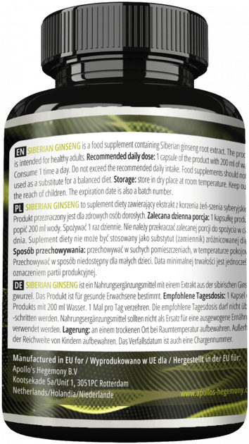 Suplement diety Apollo's Hegemony Siberian Ginseng 120 kapsułek (8721077931104) - obraz 2