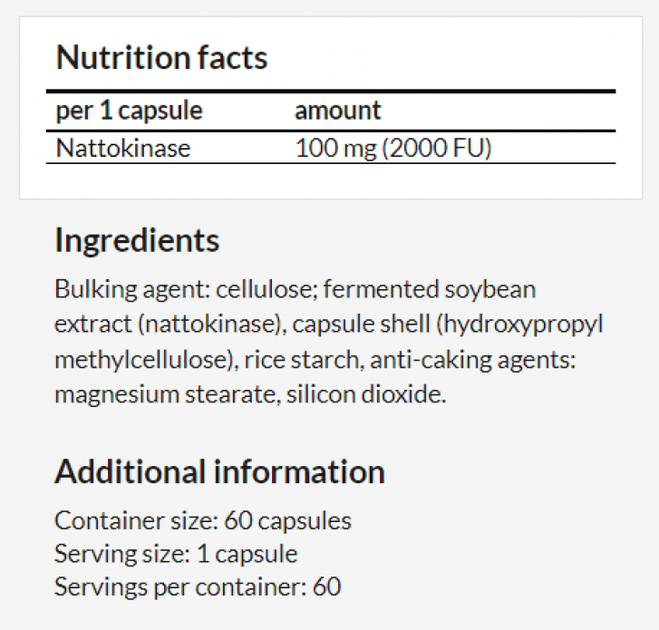 Suplement diety Apollo's Hegemony Nattokinase 2000FU 60 kapsułek (8721077930626) - obraz 3