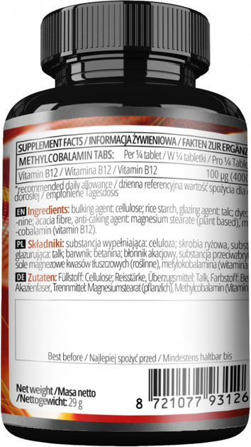 Suplement diety Apollo's Hegemony Methylcobalamin 120 tabletek (8721077931265) - obraz 2