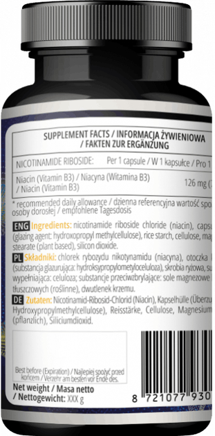 Suplement diety Apollo's Hegemony Nicotinamide Riboside 60 kapsułek (8721077930206) - obraz 3