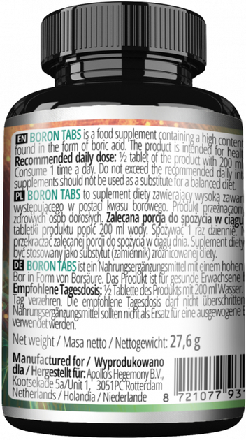 Suplement diety Apollo's Hegemony Boron Tabs 120 tabletek (8721077931814) - obraz 2