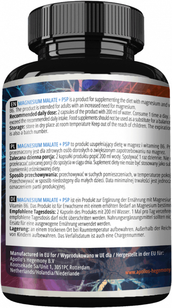 Suplement diety Apollo's Hegemony Magnesium Malate + P5P 200 kapsułek (8721077930923) - obraz 2