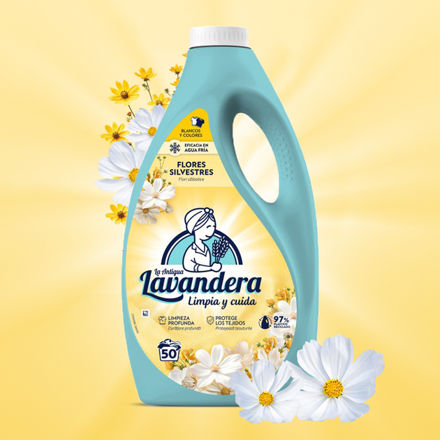 Стиральный жидкий порошок La Antigua Lavandera Floral с ароматом полевых цветов, 2.5 л (50 стирок) - Фото 2 Стиральный жидкий порошок La Antigua Lavandera Floral с ароматом полевых цветов, 2.5 л (50 стирок) - изображение 2