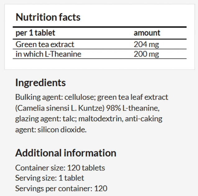 Suplement diety MZ L-Theanine 120 tabletek (5905806911770) - obraz 2