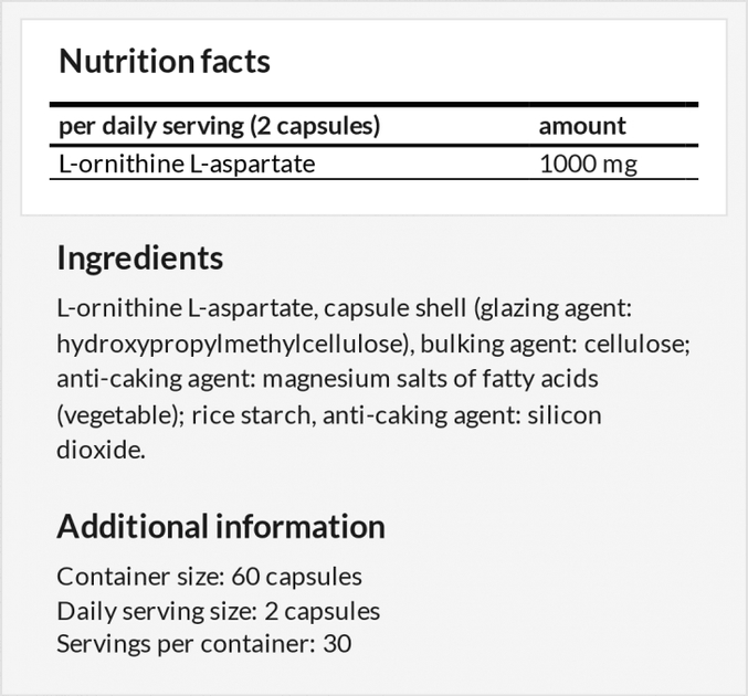 Дієтична добавка Ownwai LOLA Аспарагінати орнітину 60 капсул (5905806911701) - зображення 2