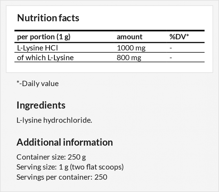 Suplement diety MZ L-Lysine Powder 250 g (5905806910254) - obraz 2